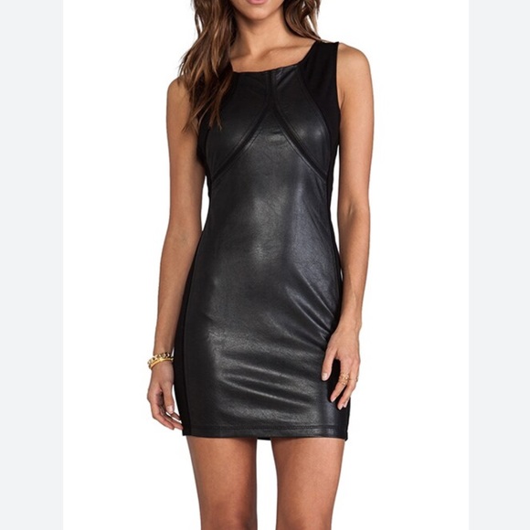Sanctuary Dresses & Skirts - Sanctuary | Mesh Insert Vegan Leather Mini Black Dress | Small | NWT